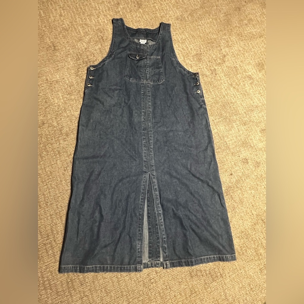 VTG Carolina blues long denim front split jumper/dress size 22w front pocket